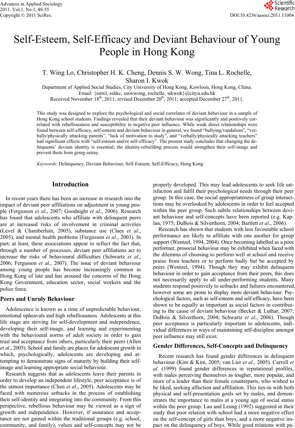 Self Esteem Research Paper