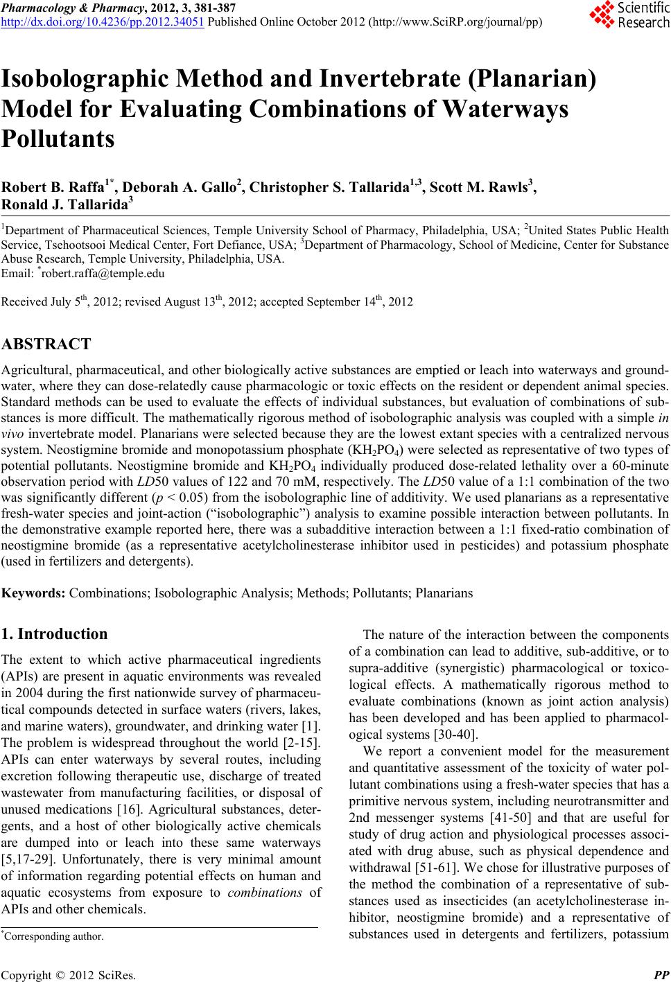 Modern Science Essay Isobolographic Method And Invertebrate Planarian Model For Evaluating Combinations Of Waterways Pollutants Essay Paper Help also Sample Essay Papers Isobolographic Method And Invertebrate Planarian Model For Conscience Essay