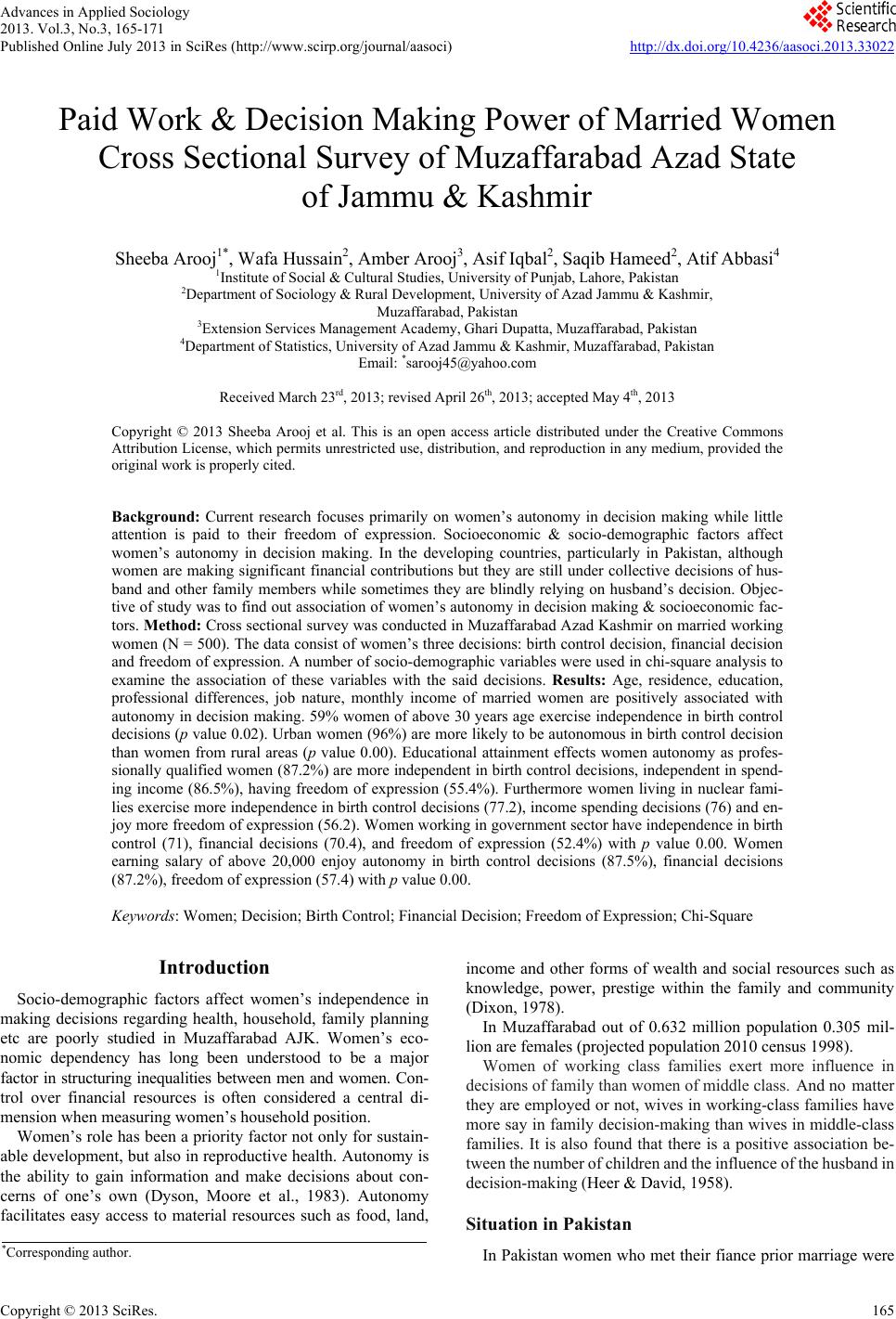 decision making power among married and The present study is undertaken to analyse the decision-making power among married and unmarried women. decision making power among married and The present study is undertaken to analyse the decision-making power among married and unmarried women.