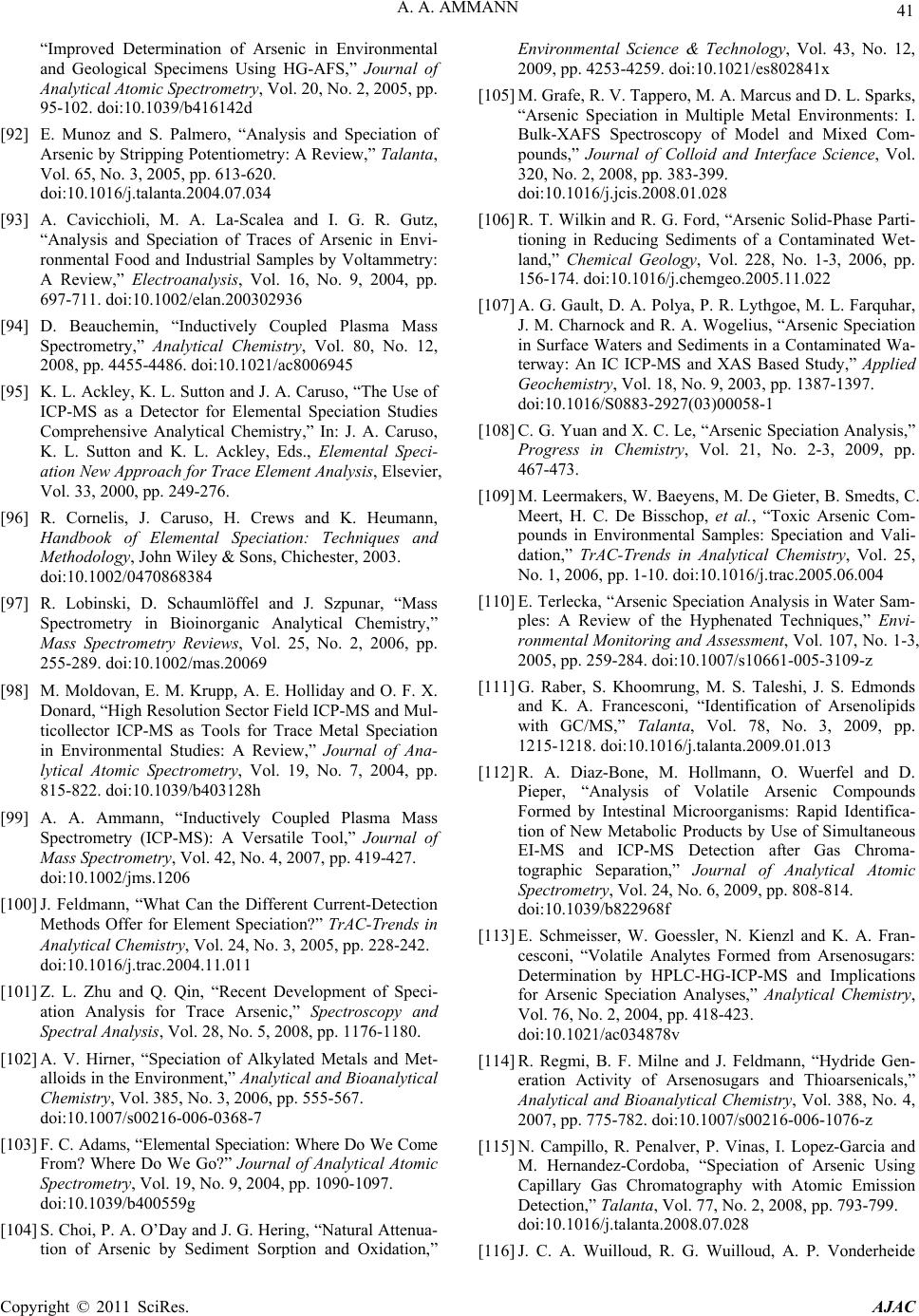 Arsenic Speciation Analysis by Ion Chromatography A Critical Review of Principles and Applications
