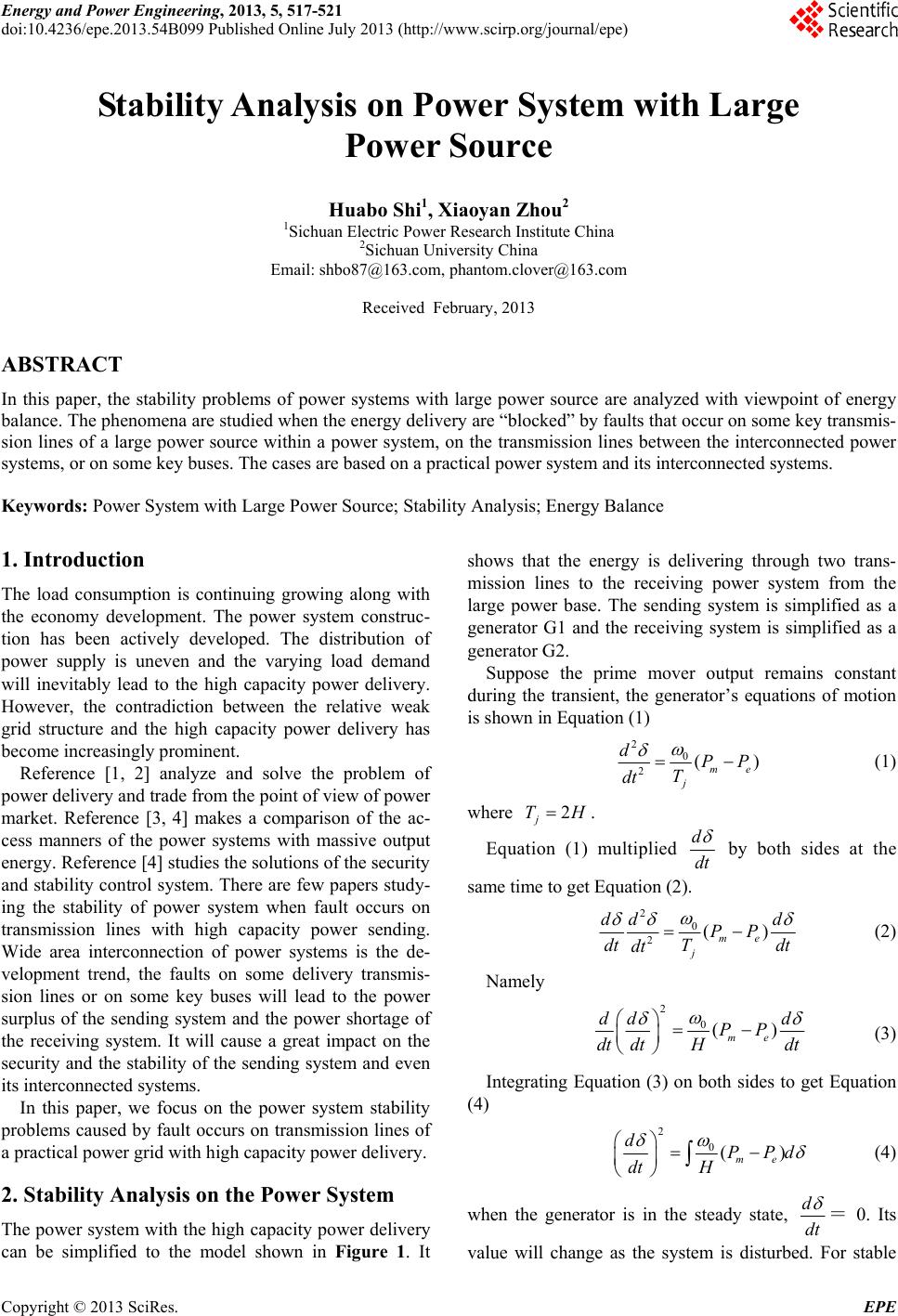 Power system stability analysis pdf