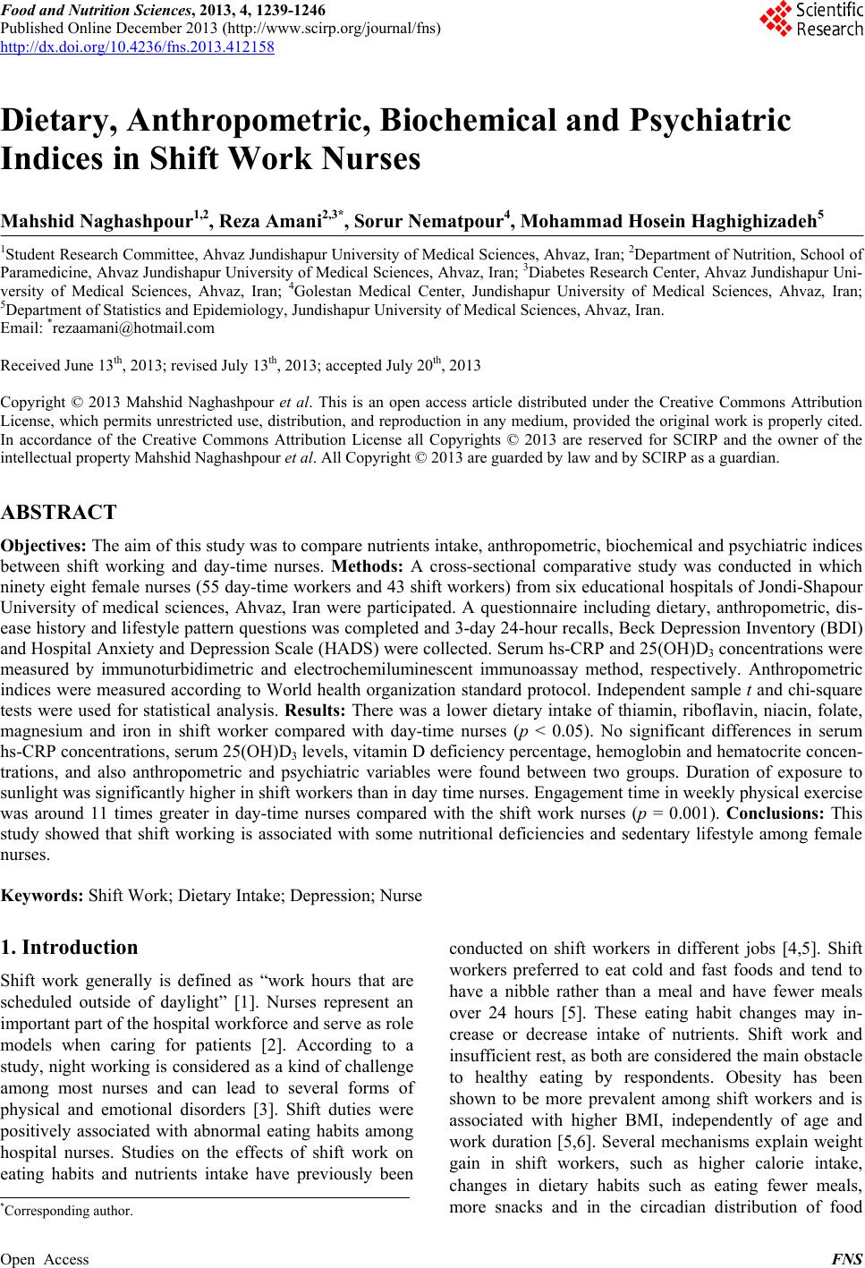 Diabetes research paper nutrition