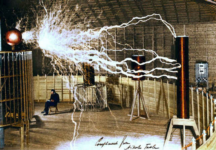 figure    one of teslas experiments on radiated energy [1].