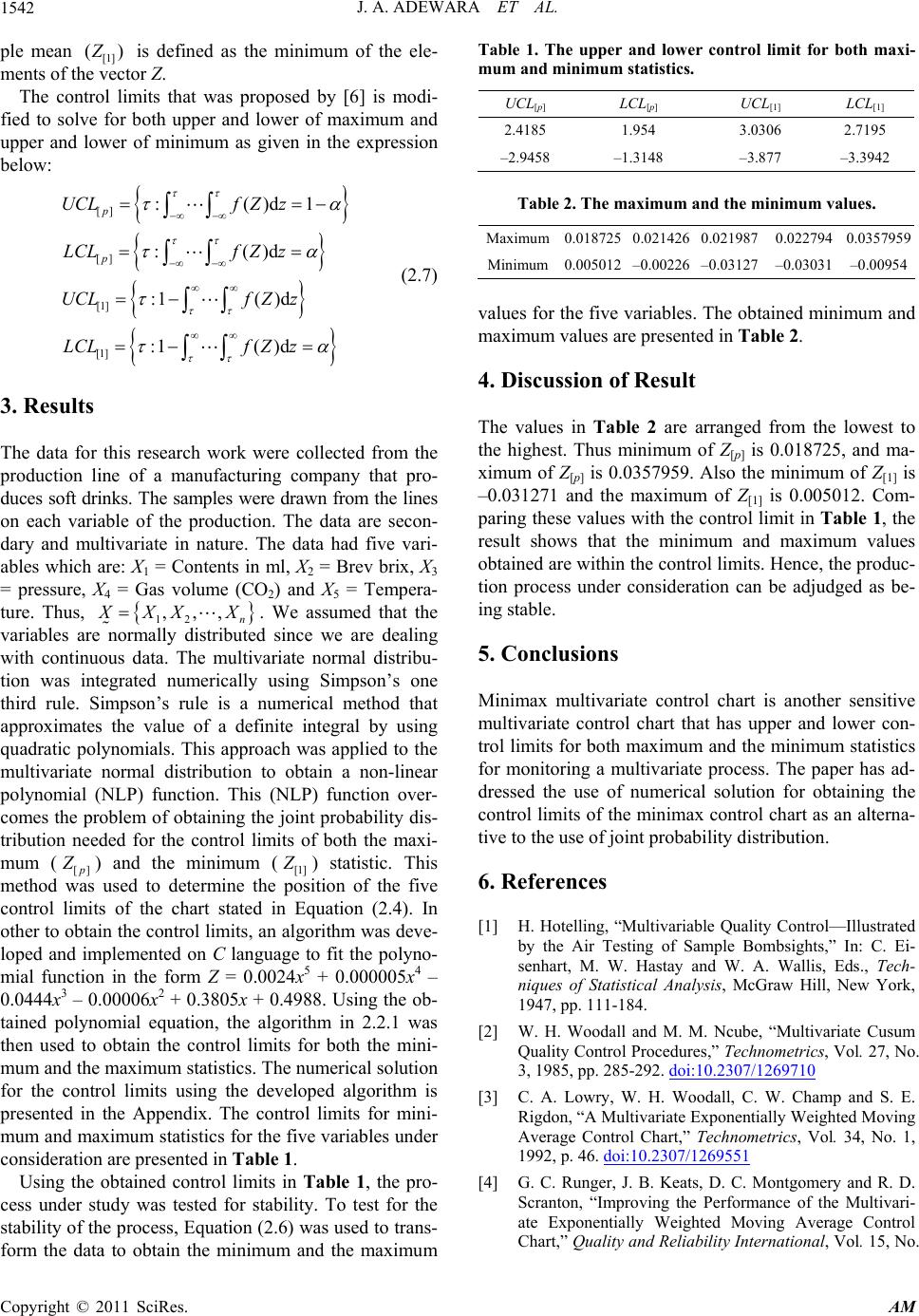 Minimax Multivariate Control Chart Using a Polynomial Function