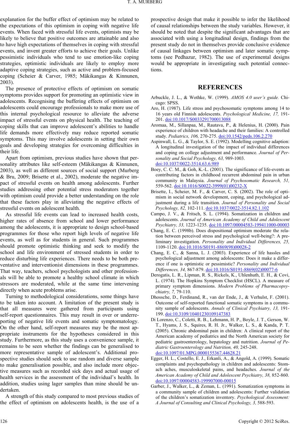 The Influence of Optimistic Expectations and Negative Life Events on ...