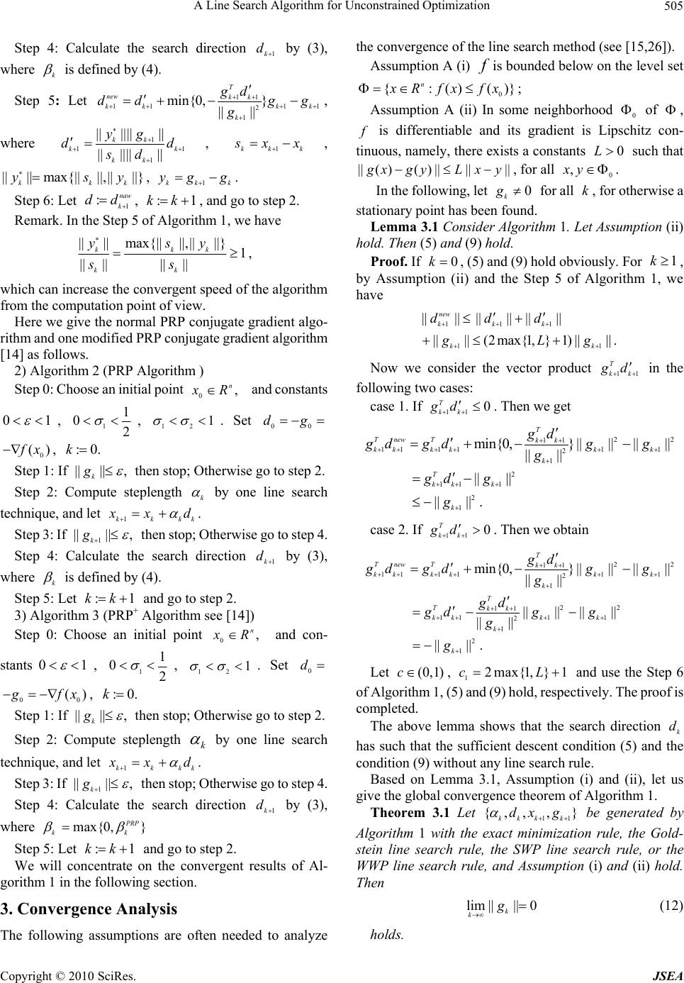 A Line Search Algorithm for Unconstrained Optimization