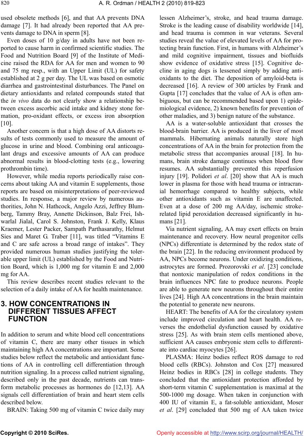 Vitamin C twice a day enhances health