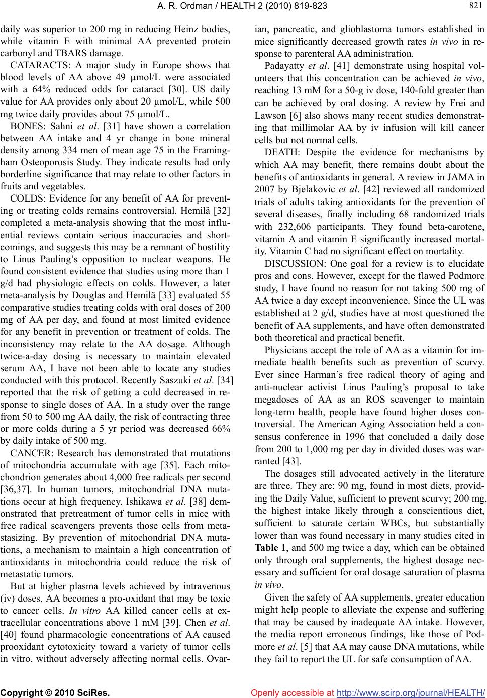 Vitamin C twice a day enhances health