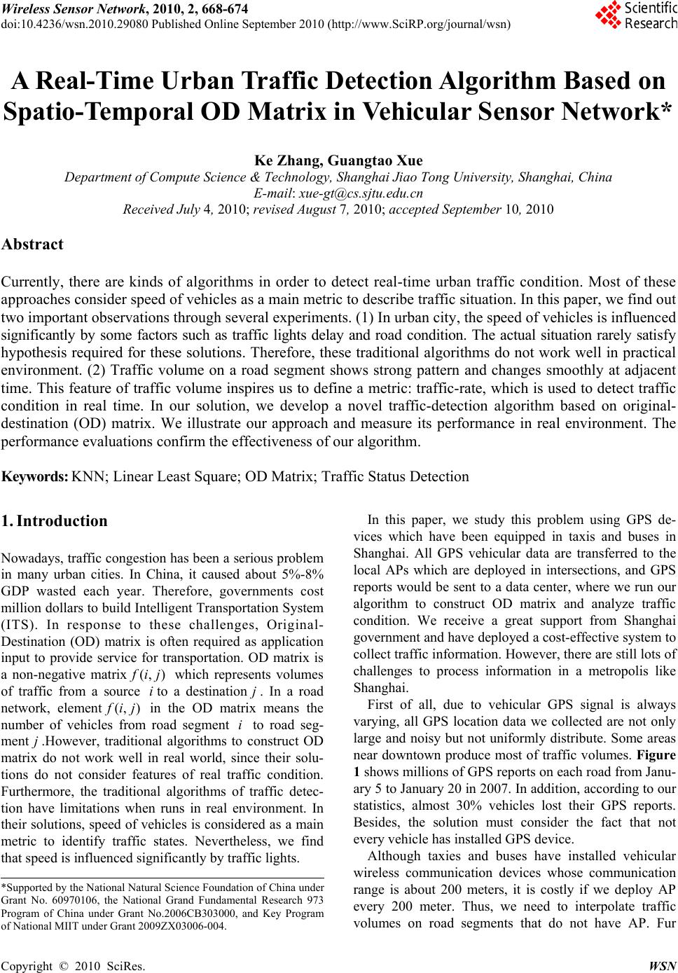 A Real-Time Urban Traffic Detection Algorithm Based on Spatio-Temporal ...