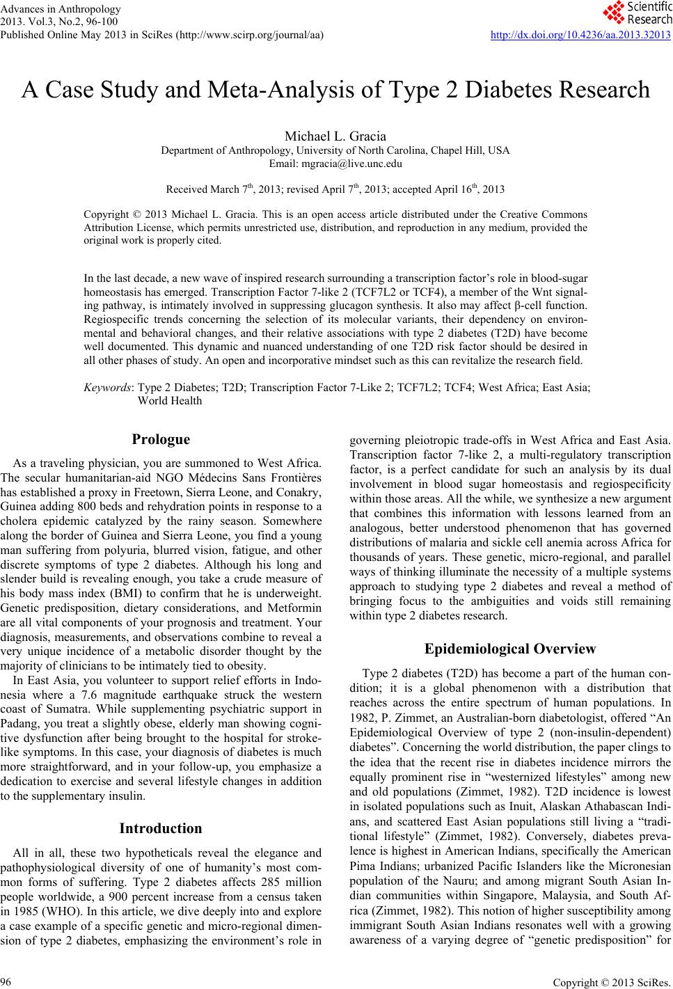 A Case Study and Meta-Analysis of Type 2 Diabetes Research