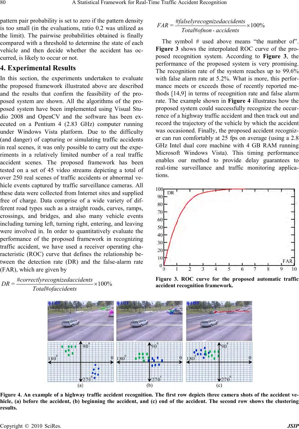 A Statistical Framework for Real-Time Traffic Accident Recognition