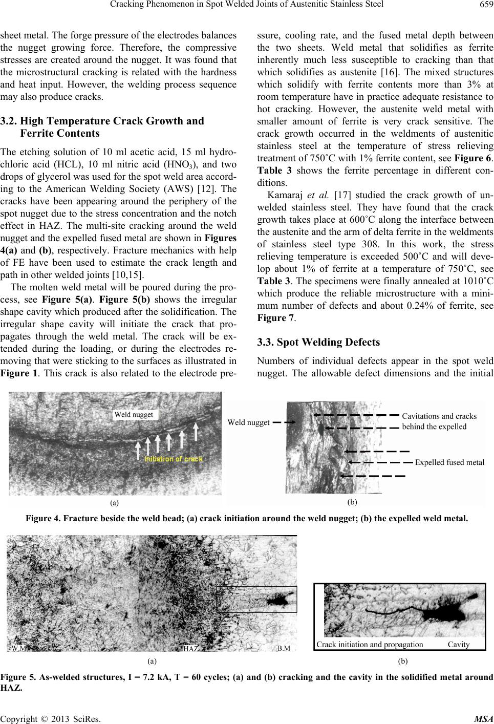 Cracking Phenomenon in Spot Welded Joints of Austenitic Stainless Steel