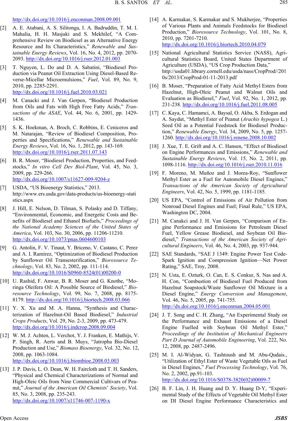 Engine Performance and Exhaust Emissions of Peanut Oil Biodiesel