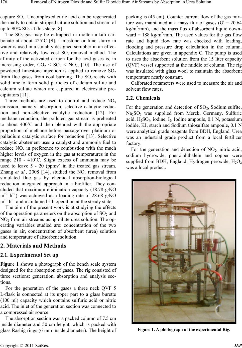 Removal of Nitrogen Dioxide and Sulfur Dioxide from Air Streams by