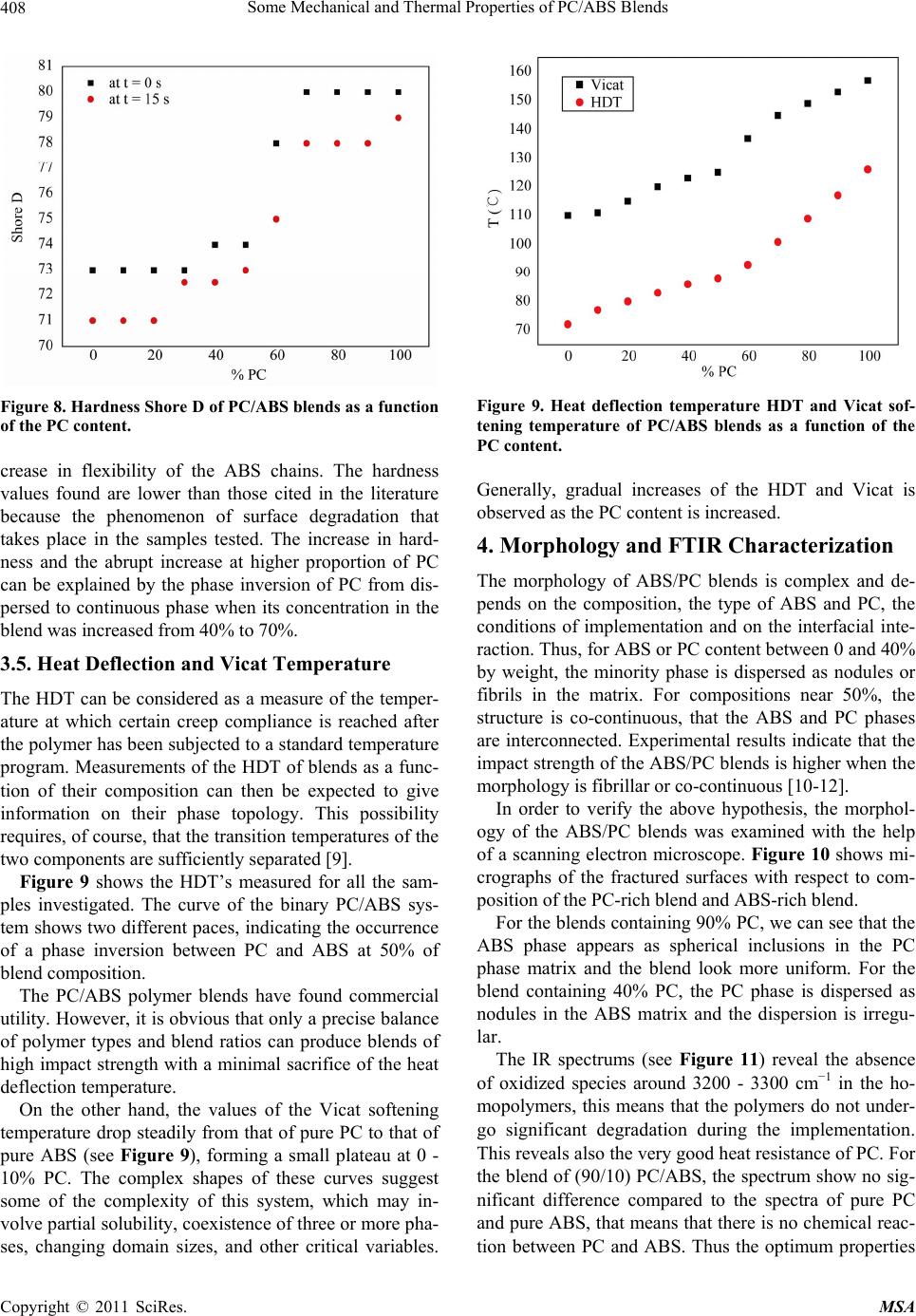 Some Mechanical and Thermal Properties of PC/ABS Blends