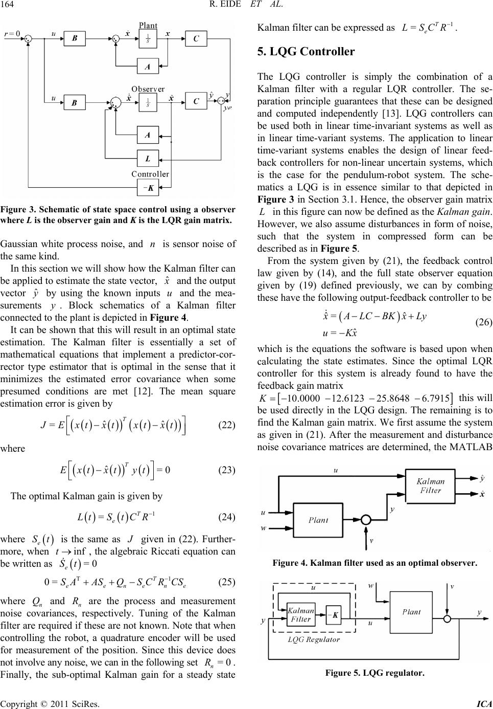 LQG Control Design for Balancing an Inverted Pendulum Mobile Robot