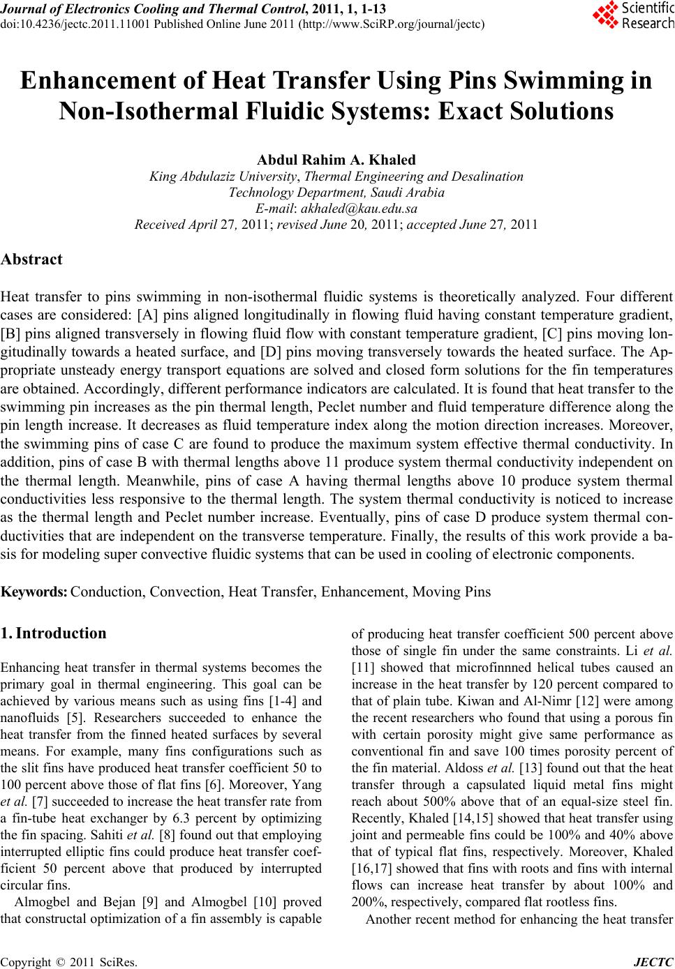 Journal Of Electronics Cooling And Thermal Control