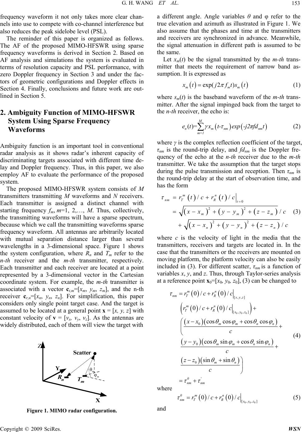 High Resolution MIMO-HFSWR Radar Using Sparse Frequency Waveforms