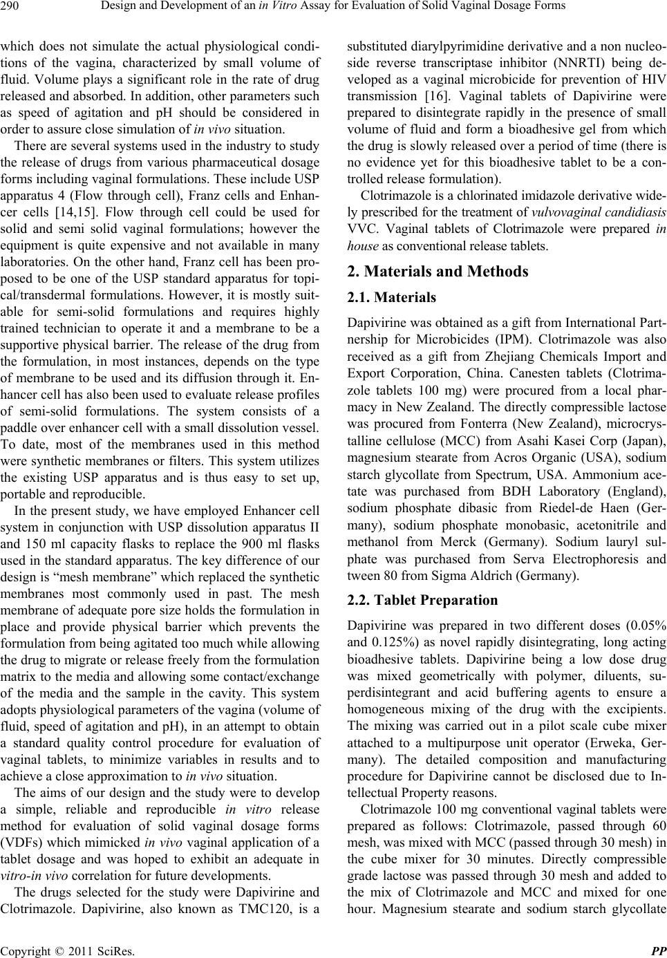 Design and Development of an in Vitro Assay for Evaluation of Solid ...