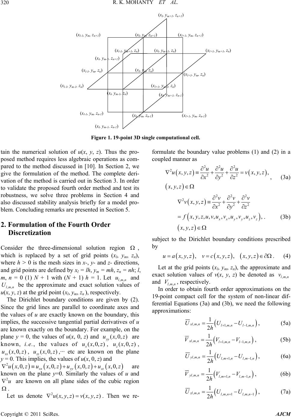 A New Fourth Order Difference Approximation for the Solution of Three ...