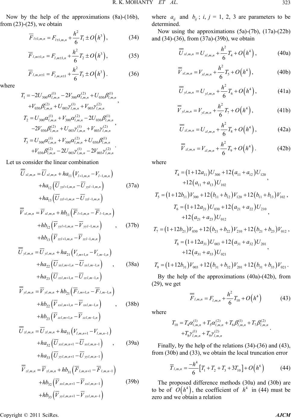 A New Fourth Order Difference Approximation for the Solution of Three ...